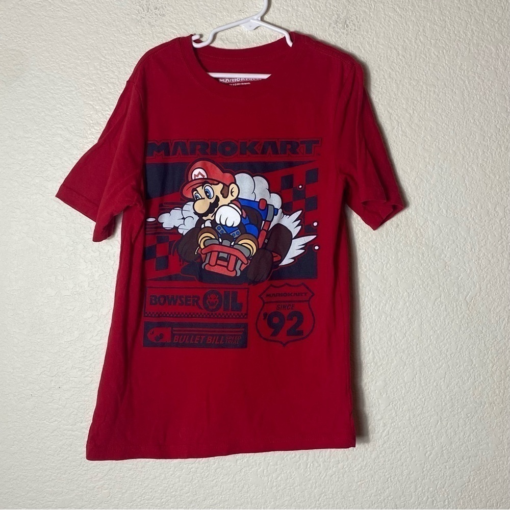 Mario Kart Official Licensed Nintendo Red T-Shirt Game Boys Size:L(10-12)